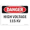 Signmission Safety Sign, OSHA Danger, 3.5" Height, 5" Width, High Voltage 115 KV, Landscape OS-DS-D-35-L-1956 - alternate 1